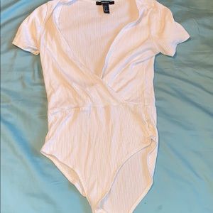 Forever 21 White ribbed bodysuit